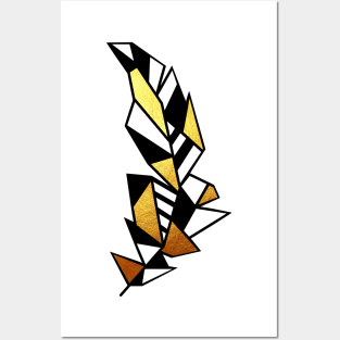 Gold Geometric Feather Posters and Art